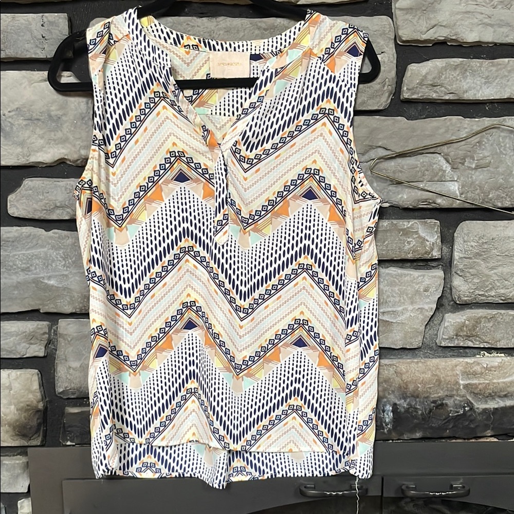 Skies Are Blue Multicolor Chevron Tank Top